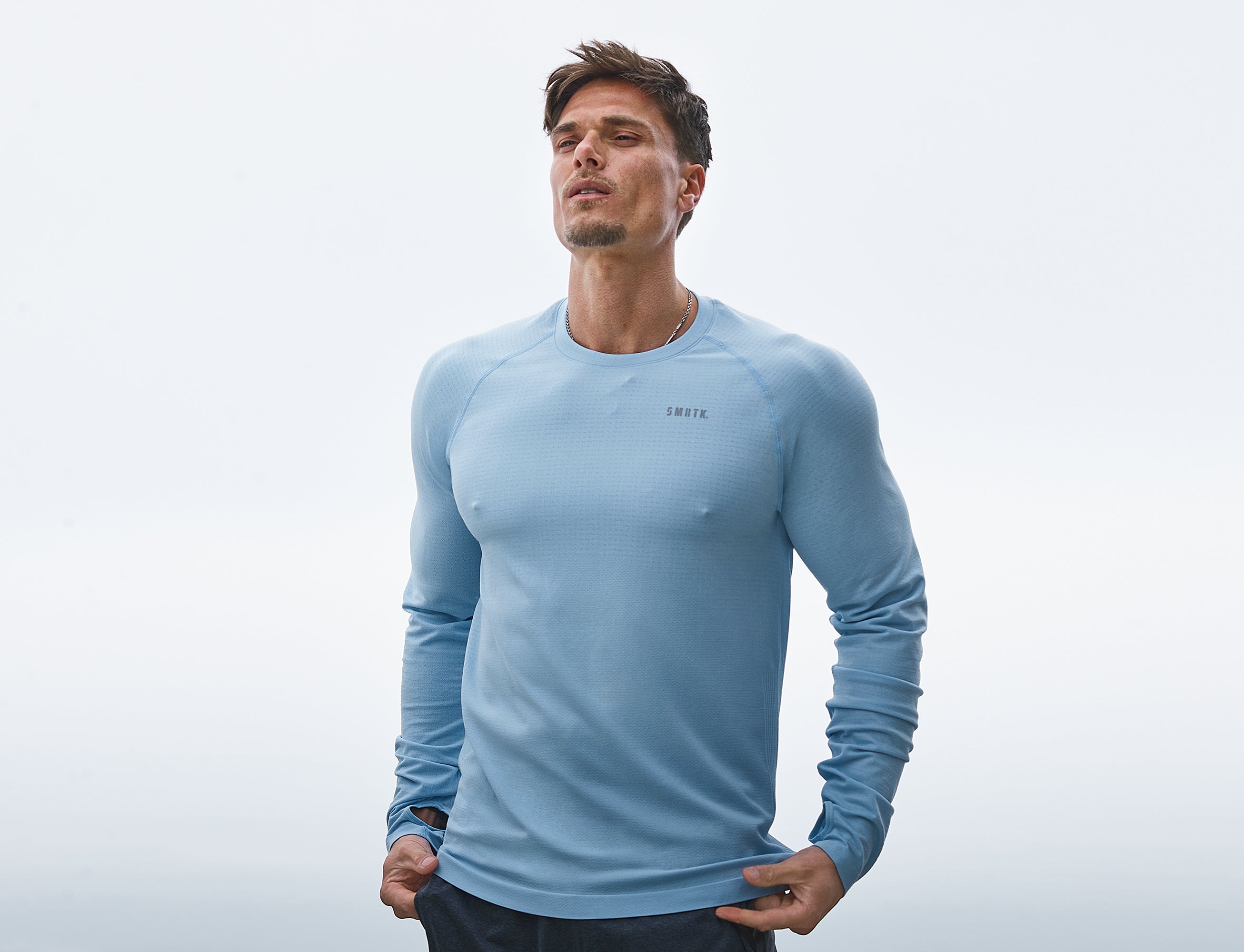 SMRTK Long Sleeve Performance Tee - Denim